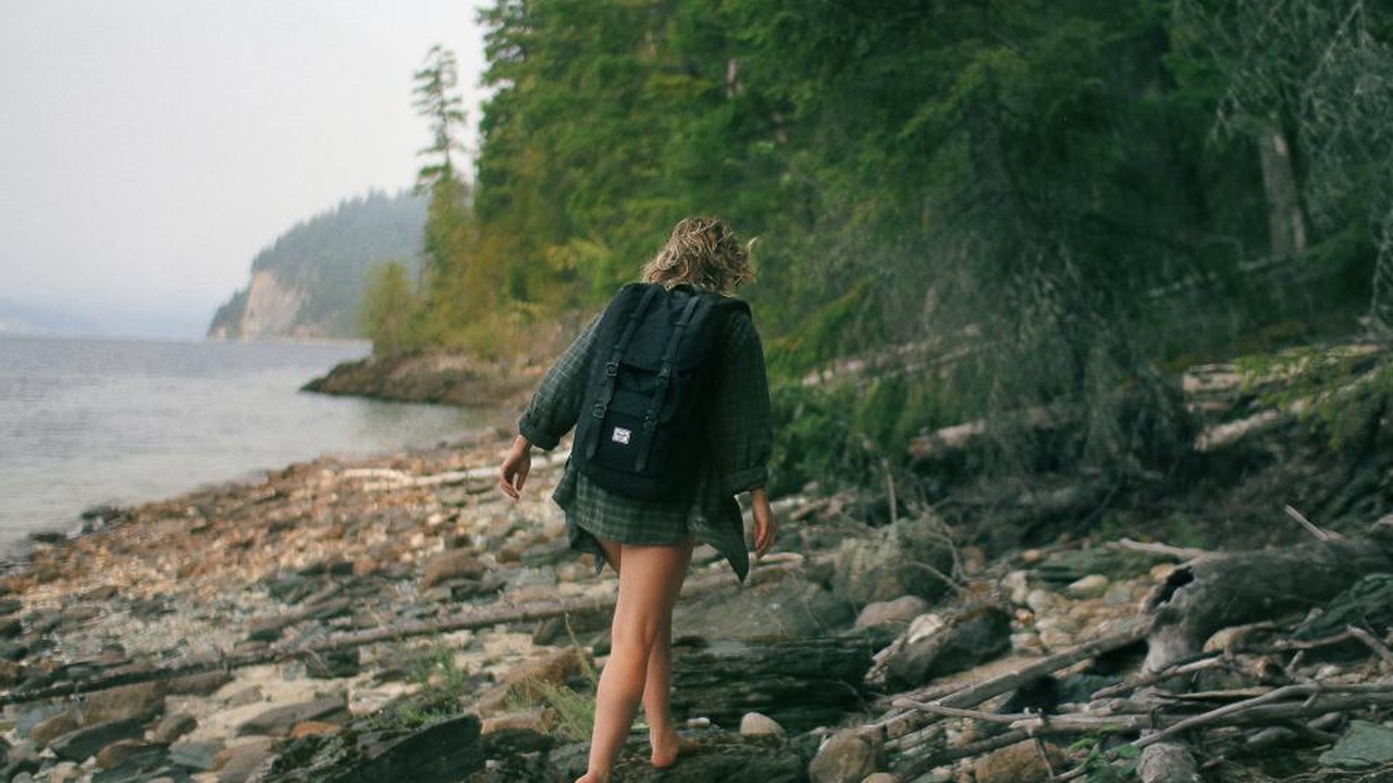 People walking on a sunlit forest trail for health benefits