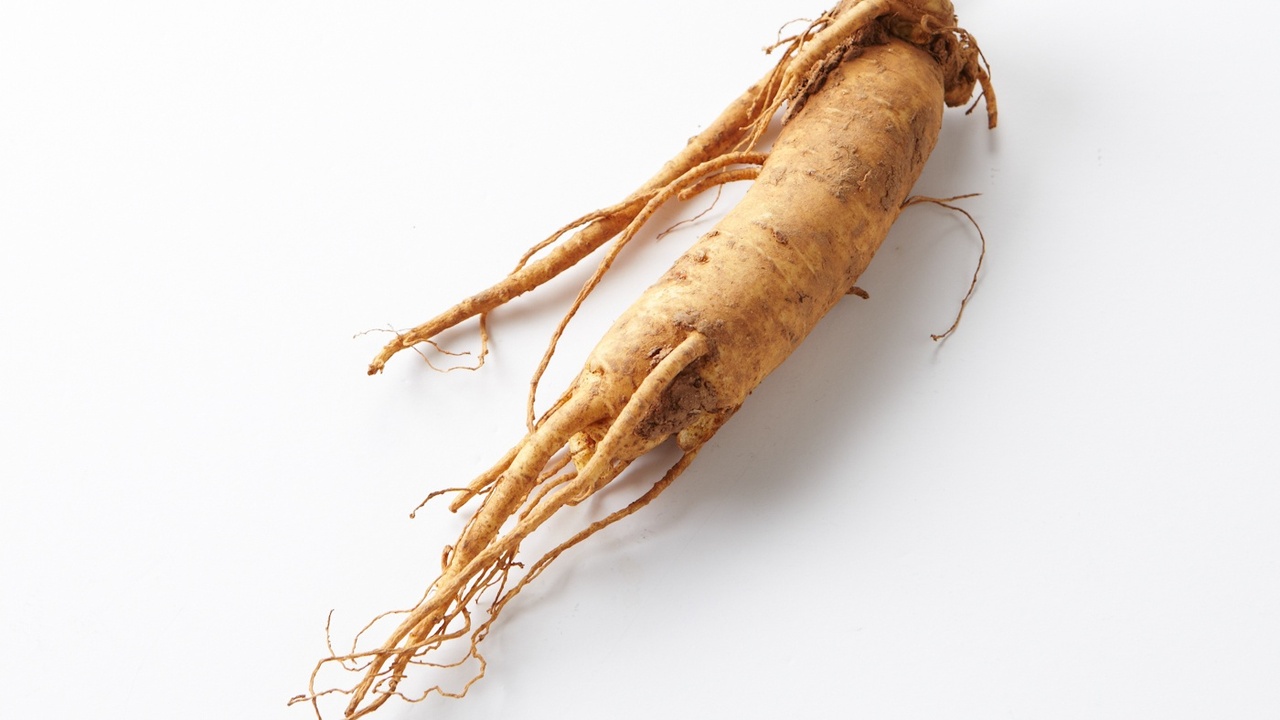 Korean ginseng roots laid out for drying in a farm setting