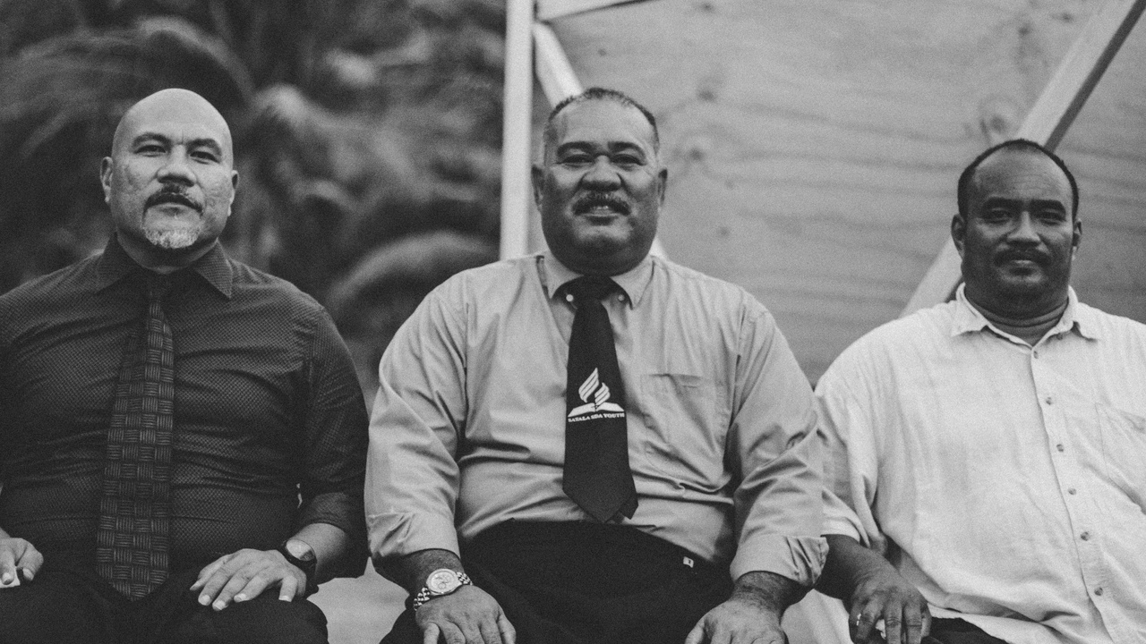 Coconut palms and pandanus along a Samoan shoreline